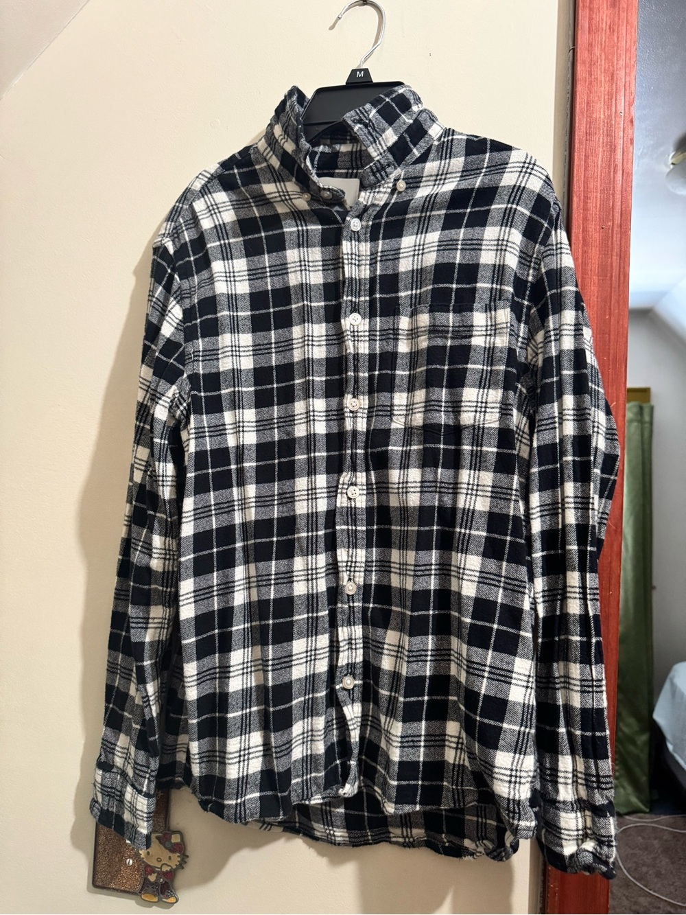H&M Black and White Plaid Button-Down Shirt
